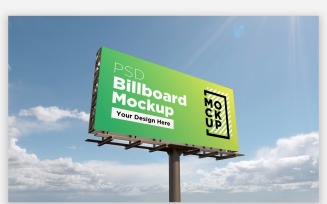 Hooding Billboard Sign Mockup Side View