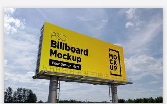 Outdoor Advertisement Sign Mockup Side View