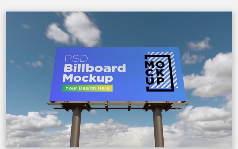 Outdoor Hooding Billboard Sign Mockup Front View Product Mockup