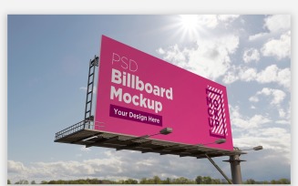 Single Pole Advertisement Sign Side View Product Mockup
