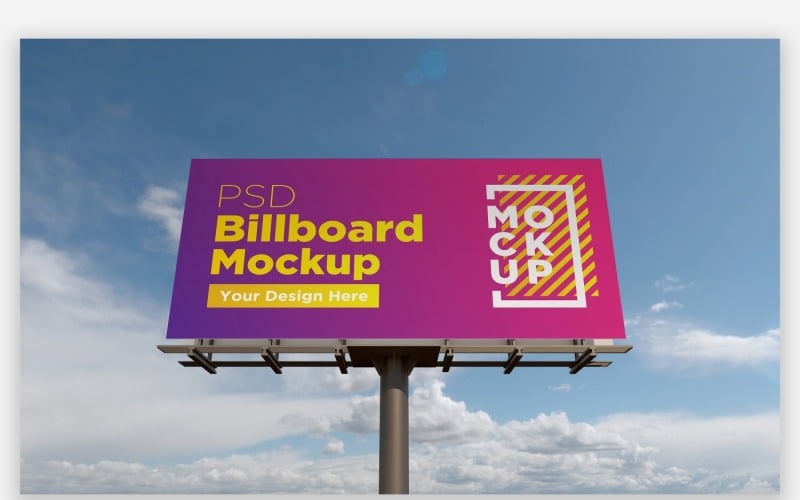 Single Pole Billboard Sign Mockup Front View Product Mockup