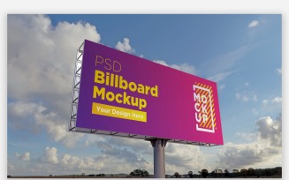 Single Pole Outdoor Advertisement Sign Mockup Side View