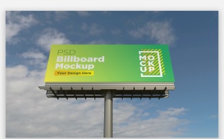 Sky Hooding Billboard Sign Mockup Front View