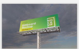 Sky Hooding Billboard Sign Mockup Side View