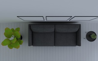 Top View Living Room Dark Grey Sofa 2 Product Mockup