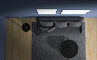 Top View Living Room Dark Grey Sofa Product Mockup