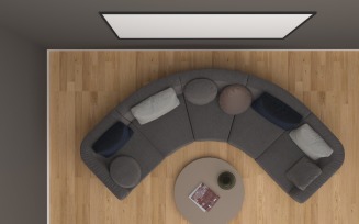Top View Living Room Grey Sofa 10 Product Mockup