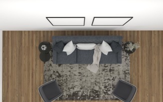 Top View Living Room Grey Sofa 11 Product Mockup