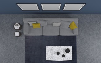 Top View Living Room Grey Sofa 12 Product Mockup
