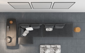 Top View Living Room Grey Sofa 8 Product Mockup