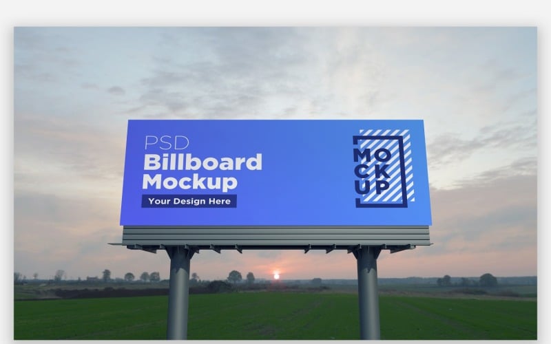 Two Pole Billboard Sign Mockup Front View Product Mockup