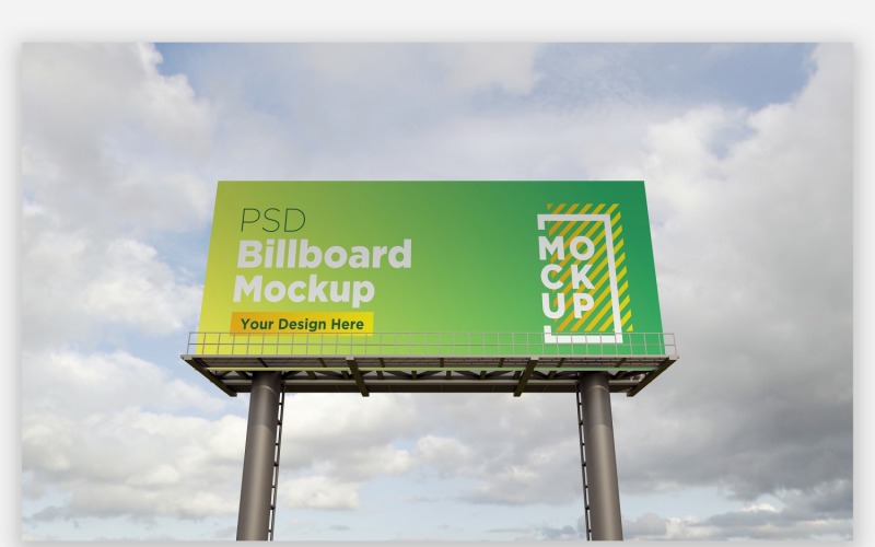 Two Pole Outdoor Advertising Sign Mockup Front View Product Mockup