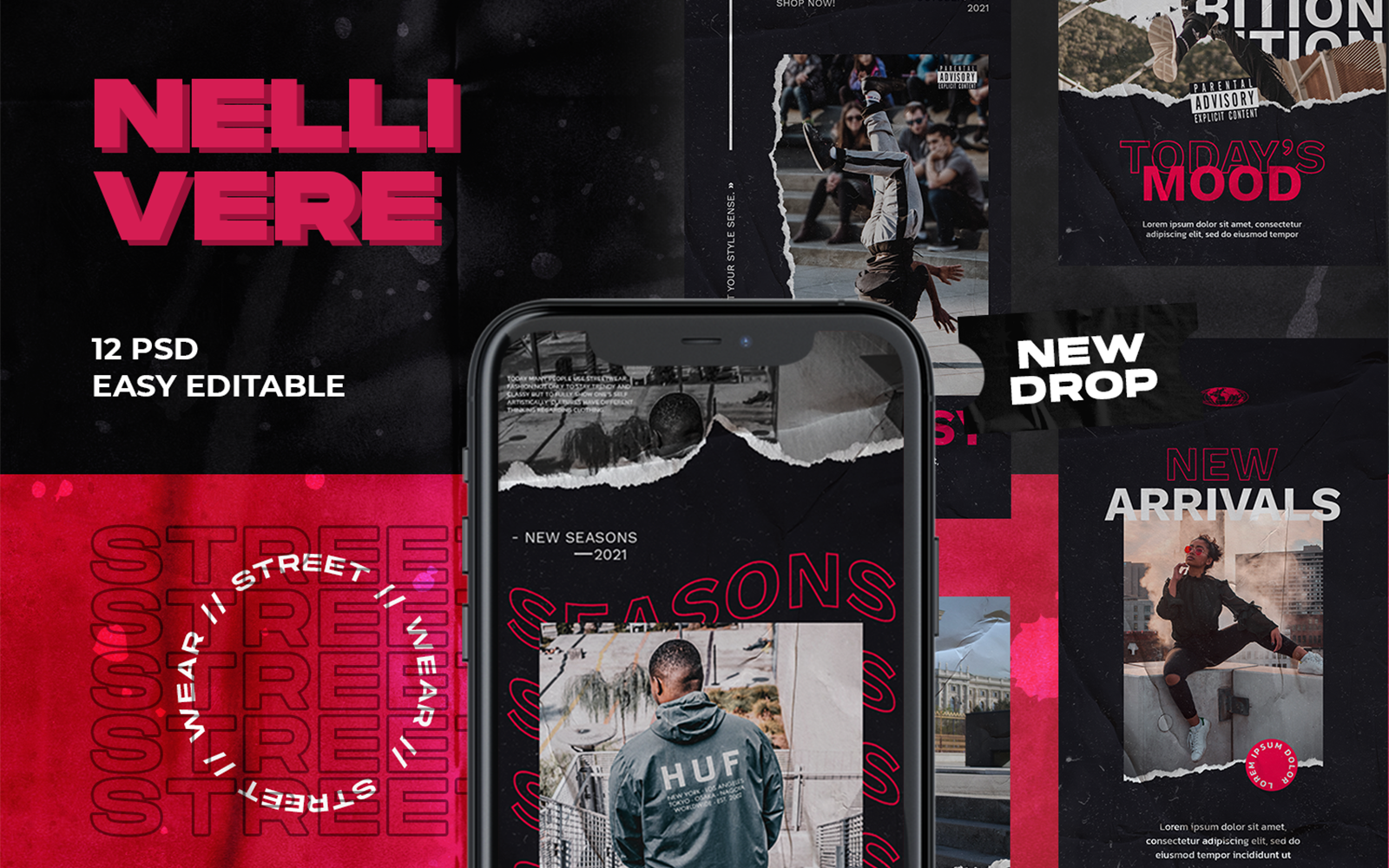 Nelivere Hypebeast Instagram Post & Story Template