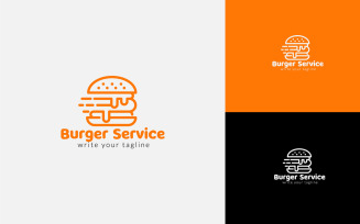 Delicious Burger Delivery Service Logo template