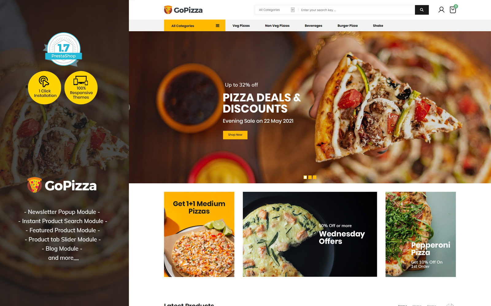 Gopizza Pizza - Restaurant Eten Burger PrestaShop Store