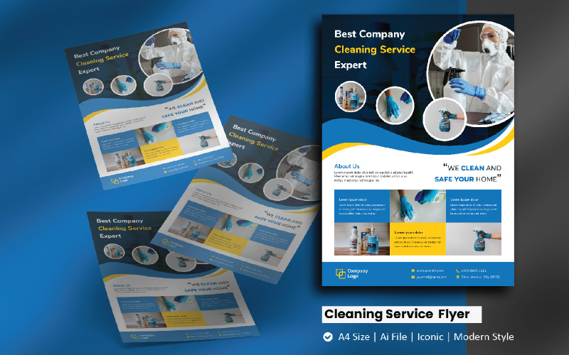 Home Cleaning Service Flyer Brochure Corporate Identity Template