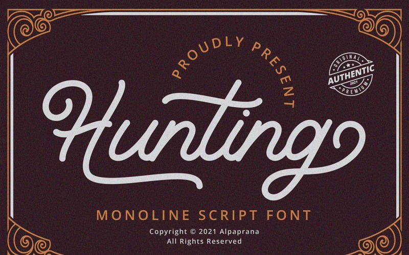 Hunting - Monoline Script Font