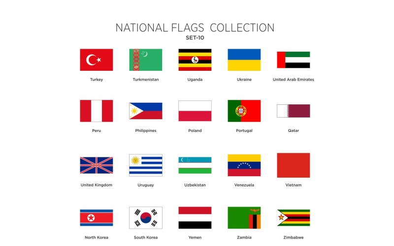 National Flags Set Vol - 10 Illustration