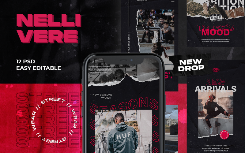 Nelivere Hypebeast Instagram Post & Story Template Social Media