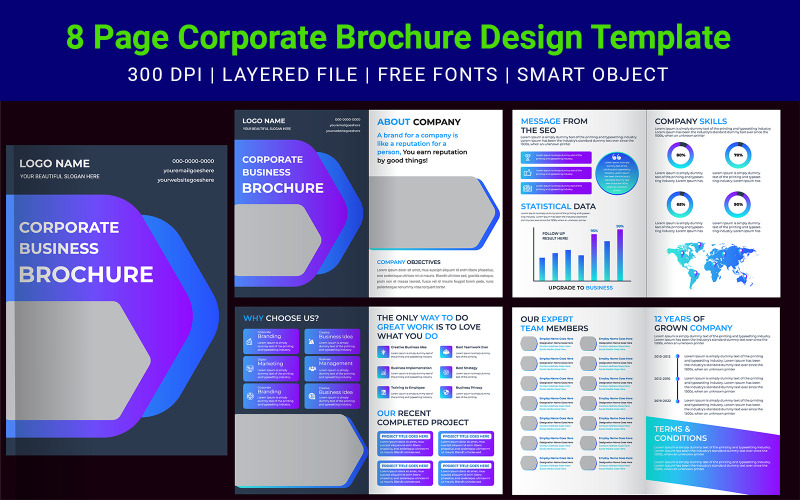 8 Page Corporate Brochure Design Template Corporate Identity