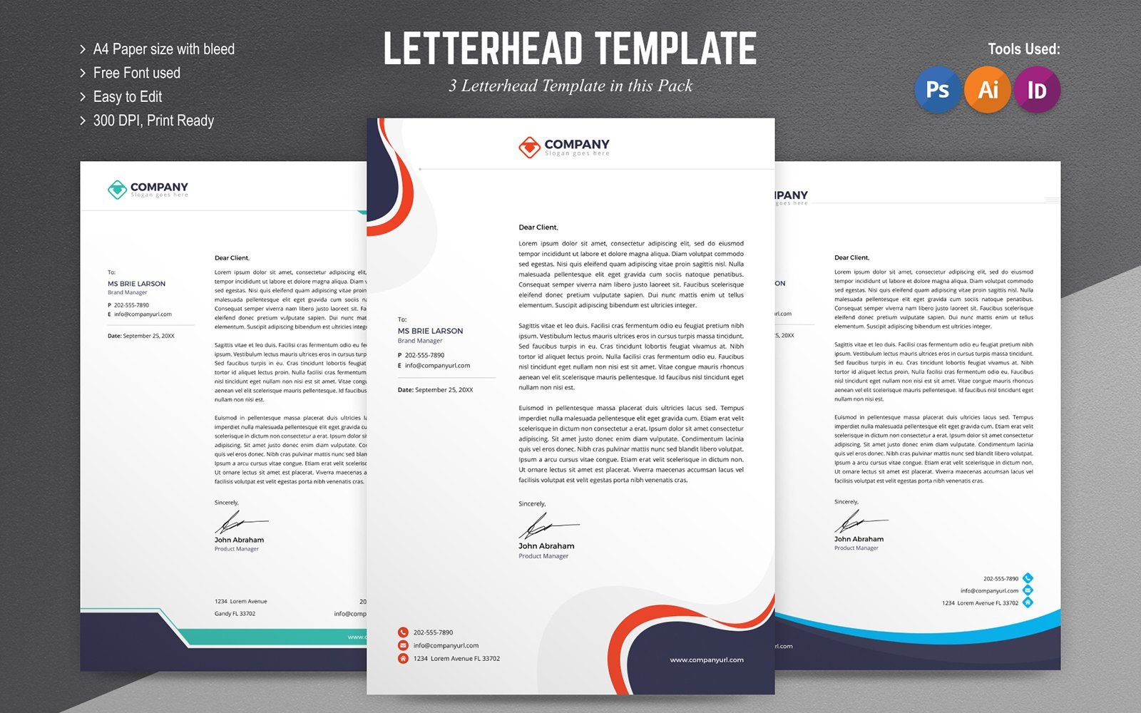 Template #181251 Letterhead Design Webdesign Template - Logo template Preview