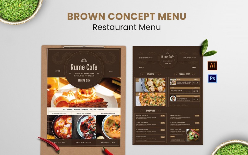 Elegant Brown Concept Food Menu Corporate Identity