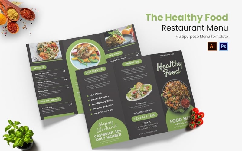 Healthy Food Restaurant Menu Corporate Identity