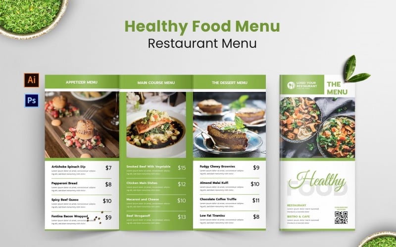 Healthy Restaurant Food Menu Corporate Identity