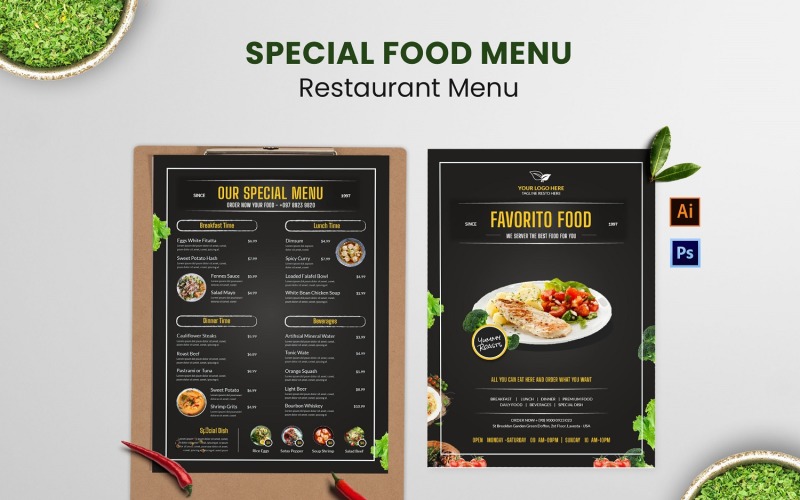 The Special Food Restaurant Menu Corporate Identity