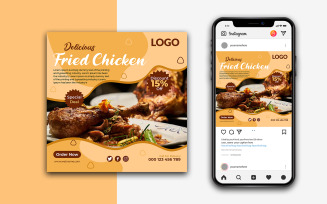 Fried Chicken Restaurant Social Media Post Design
