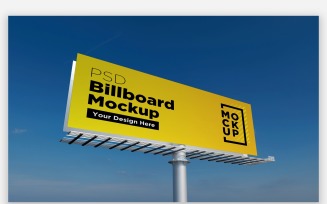Roadside Single Pole Billboard Side View Product Mockup