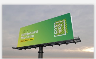 Roadside Sky Hooding Billboard Mockup side View With One Pole