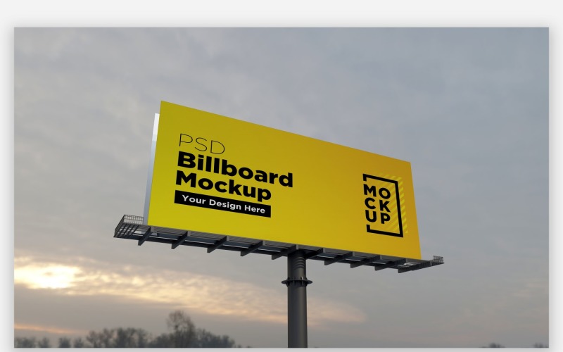 Roadside Sky Hooding Billboard Mockup Side View Product Mockup