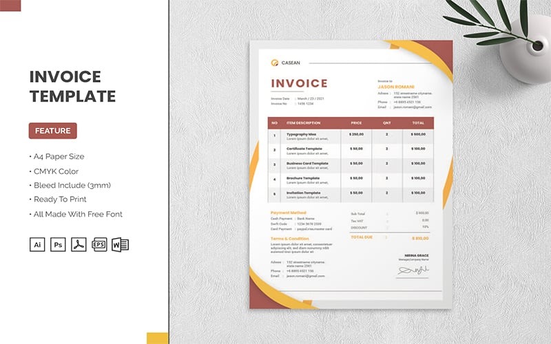 Casean - Invoice Corporate identity template Corporate Identity