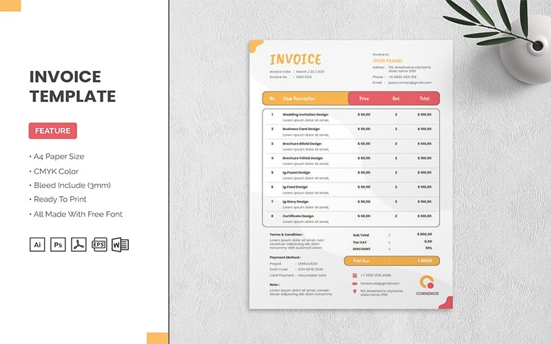 Cornerios - Invoice Corporate identity template Corporate Identity