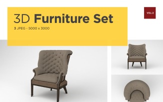 Modern Arm Chair Front View Furniture 3d Photo Vol- 02 Product Mockup