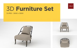 Modern Arm Chair Front View Furniture 3d Photo Vol- 3 Product Mockup