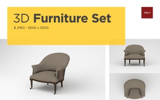Modern Sofa Front View Furniture 3d Photo Vol-01 Product Mockup