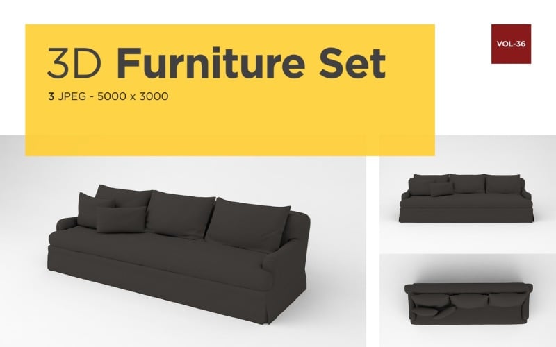 Modern Sofa Front View Furniture 3d Photo Vol-36 Product Mockup