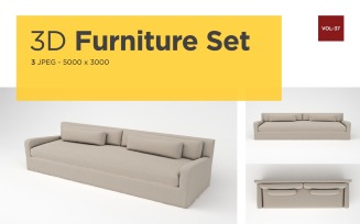 Modern Sofa Front View Furniture 3d Photo Vol-37 Product Mockup