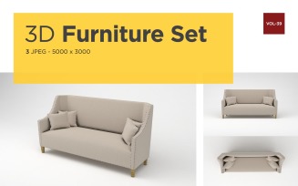 Modern Sofa Front View Furniture 3d Photo Vol-39 Product Mockup