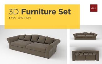 Modern Sofa Front View Furniture 3d Photo Vol-41 Product Mockup