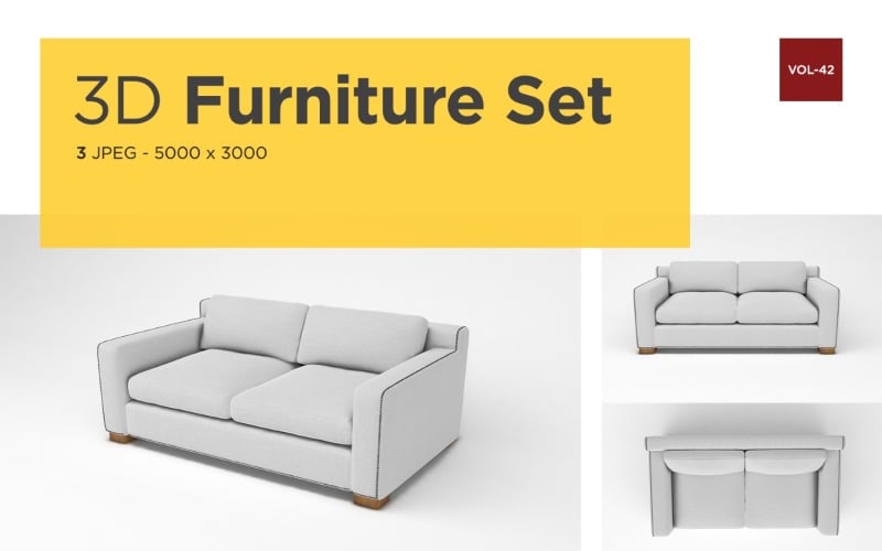 Modern Sofa Front View Furniture 3d Photo Vol-42 Product Mockup