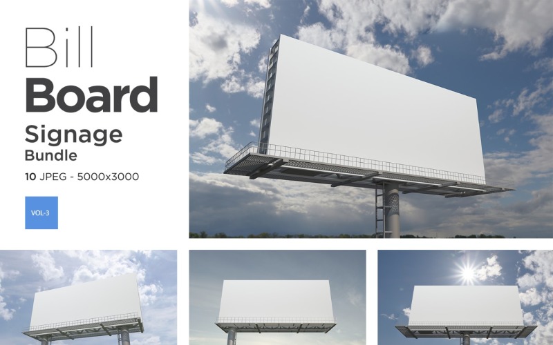 Outdoor Advertising Billboard Sign Mockup Set -3 Product Mockup