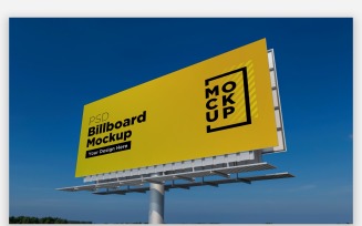 Roadside Hooding Billboard Sign Mockup Side View With Single Pole