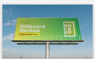 Roadside Outdoor Advertisement Sign Mockup Front View