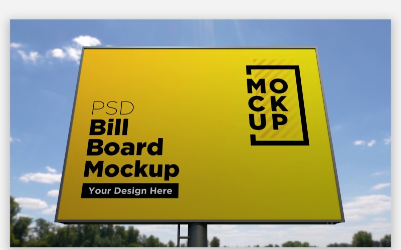 Roadside Outdoor Hooding Billboard Mockup Front View Product Mockup