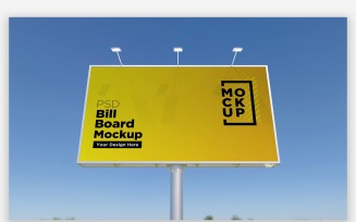 Roadside Single Pole Advertising Mockup Front View