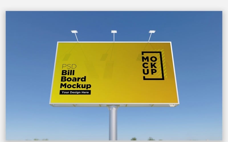 Roadside Single Pole Advertising Mockup Front View Product Mockup