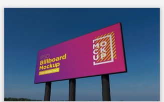 Three Outdoor Advertising Mockup Side View